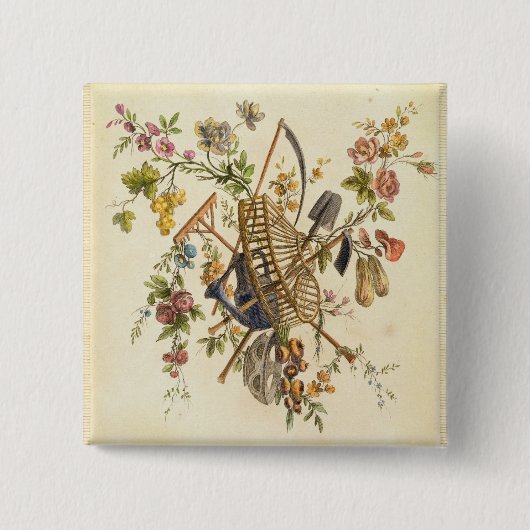 Badge Carré 5 Cm Une conception de textile de jardin, 'de l'ONU (Devant)