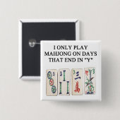 Badge Carré 5 Cm une conception drôle de mahjong (Devant & derrière)