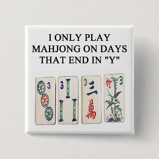 Badge Carré 5 Cm une conception drôle de mahjong (Devant)