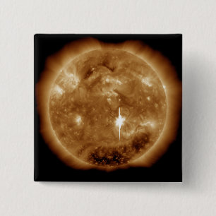 Badge Carré 5 Cm Une éruption chromosphérique de X-class massif