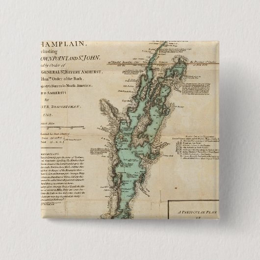 Badge Carré 5 Cm Une étude du lac Champlain (Devant)