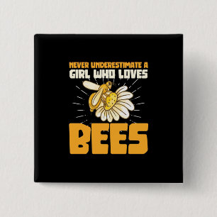 Badge Carré 5 Cm Une fille qui aime les abeilles