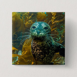 Badge Carré 5 Cm Une forêt curieuse   Santa Barbara de varech de