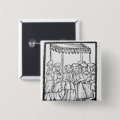 Badge Carré 5 Cm Une illustration d'un mariage juif (Devant & derrière)