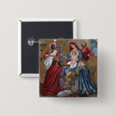 Badge Carré 5 Cm Une joyeuse scène de NoëlNativité (Devant & derrière)