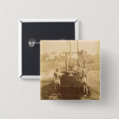 Badge Carré 5 Cm Une machine égyptienne d'irrigation sur les (Devant & derrière)