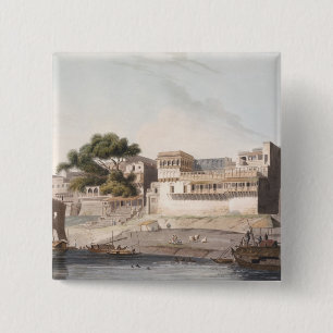 Badge Carré 5 Cm Une partie de la ville de Patna, sur la rivière l