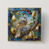 Badge Carré 5 Cm Une perdrix dans un arbre à poires (Devant)