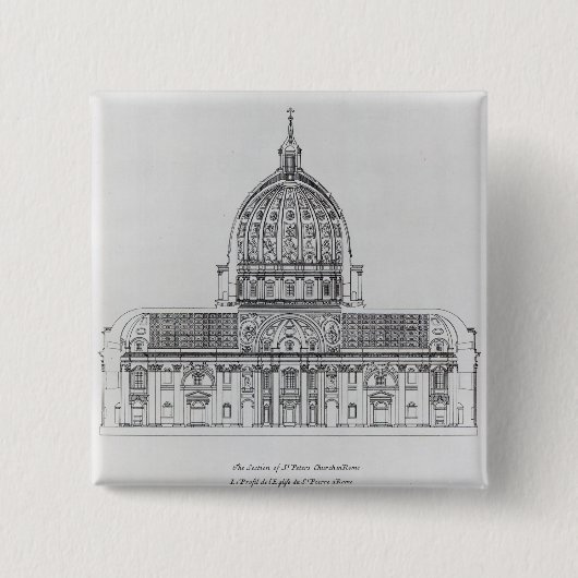 Badge Carré 5 Cm Une section transversale de St Peter, Rome (Devant)