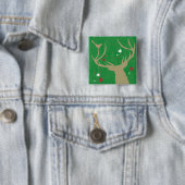 Badge Carré 5 Cm Une silhouette d'un cerf commun avec des étoiles (En situation)