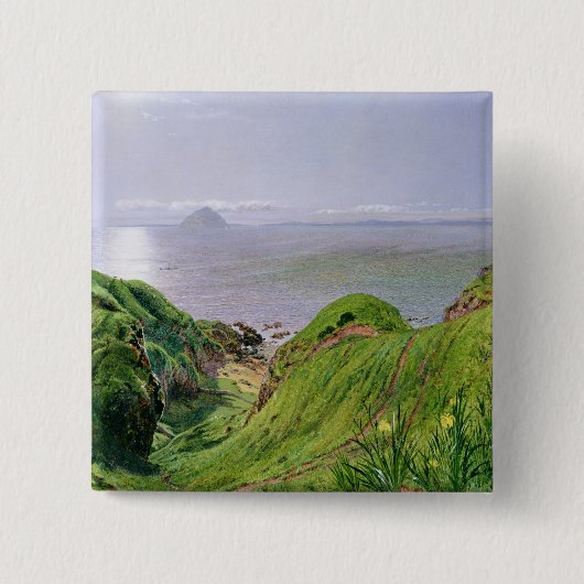 Badge Carré 5 Cm Une vue d'Ailsa Craig et l'île d'Arran, 1860 (Devant)