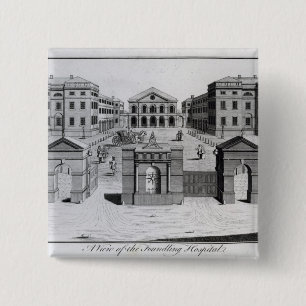 Badge Carré 5 Cm Une vue de l'hôpital d'enfant trouvé, 1756
