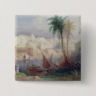 Badge Carré 5 Cm Une vue d'une ville indienne