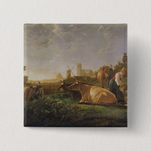 Badge Carré 5 Cm Une vue éloignée de Dordrecht