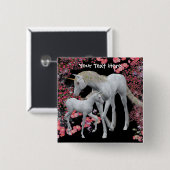 Badge Carré 5 Cm Unicorn Mare And Baby Fantasy Button (Devant & derrière)