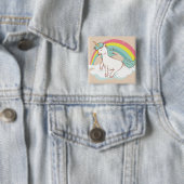 Badge Carré 5 Cm Unicorne adorable (En situation)