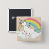 Badge Carré 5 Cm Unicorne adorable (Devant & derrière)
