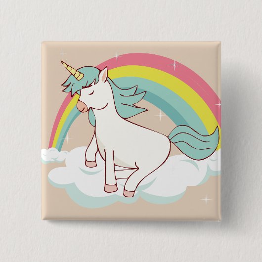 Badge Carré 5 Cm Unicorne adorable (Devant)