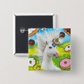 Badge Carré 5 Cm Unicorne avec beignes (Devant & derrière)