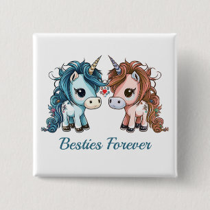 Badge Carré 5 Cm Unicorne Besties pour toujours