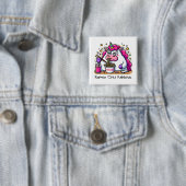 Badge Carré 5 Cm Unicorne Manger Ramen (En situation)