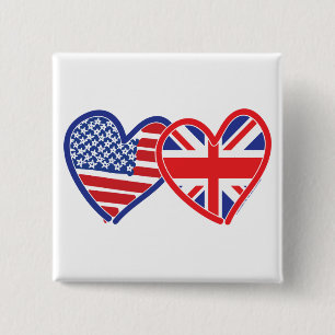 Badge Carré 5 Cm Union Jack/États-Unis