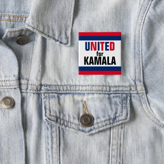 Badge Carré 5 Cm United for Kamala Harris President 2024 (En situation)