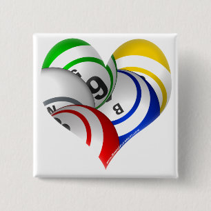 Badge Carré 5 Cm Université de bouton de coeur de bingo-test de