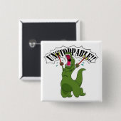 Badge Carré 5 Cm Unstopable T-Rex (Devant & derrière)