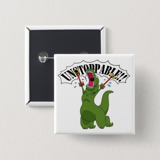 Badge Carré 5 Cm Unstopable T-Rex (Devant & derrière)