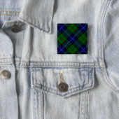 Badge Carré 5 Cm Urquhart tartan bleu vert plaid (En situation)