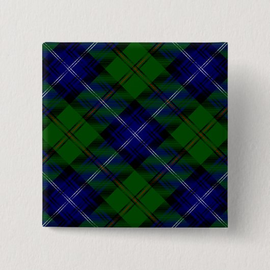 Badge Carré 5 Cm Urquhart tartan bleu vert plaid (Devant)