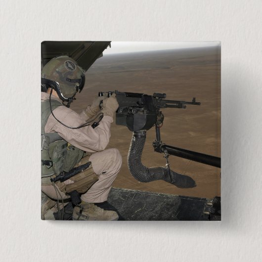 Badge Carré 5 Cm US Marine test feu une mitrailleuse lourde M240 (Devant)