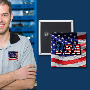 Badge Carré 5 Cm USA - Bouton arrière du drapeau américain