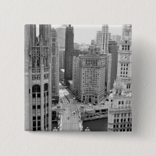 Badge Carré 5 Cm USA, IL, Chicago, Loop de l'hôtel (Devant)