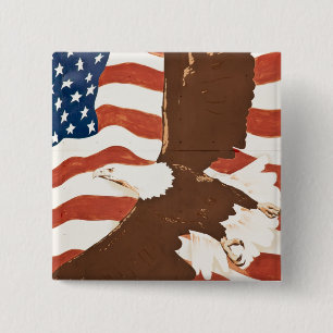 Badge Carré 5 Cm USA, Louisiane, Port Allen. Peinture murale patrio