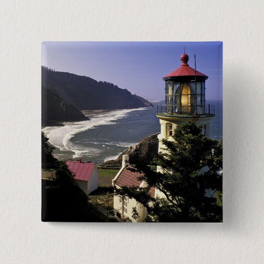 Badge Carré 5 Cm USA, Oregon, Florence. Phare de Heceta Head (Devant)