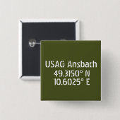 Badge Carré 5 Cm USAG Ansbach Latitude Longitude (Devant & derrière)