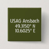 Badge Carré 5 Cm USAG Ansbach Latitude Longitude (Devant)