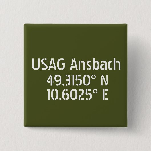Badge Carré 5 Cm USAG Ansbach Latitude Longitude (Devant)