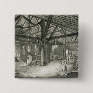 Badge Carré 5 Cm Usine de verrerie, de la "encyclopédie" par le De