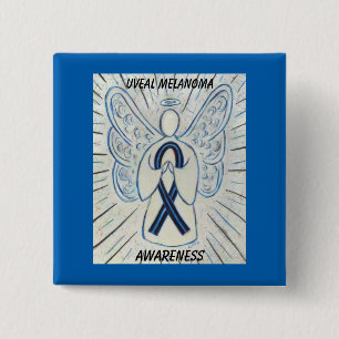 Badge Carré 5 Cm Uveal Melanoma Sensibilisation Ruban Angel Pins
