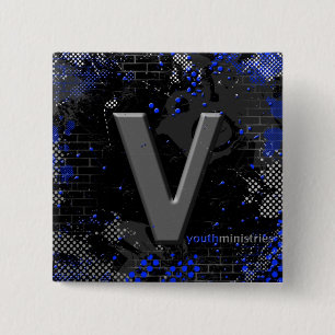 Badge Carré 5 Cm V bouton de la jeunesse