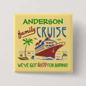 Badge Carré 5 Cm Vacances croisière en famille Funny Ship | Nom per (Devant)