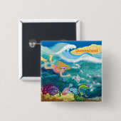 Badge Carré 5 Cm Vacances dans le Queensland tropical (Devant & derrière)