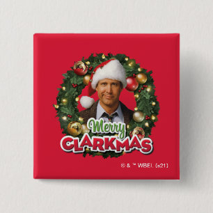 Badge Carré 5 Cm Vacances de Noël   Merry Clarkmas