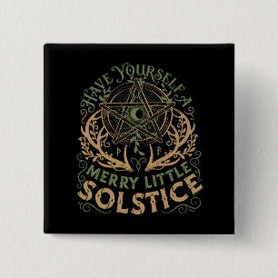Badge Carré 5 Cm Vacances de Noël Yule Solstice d'Hiver