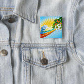 Badge Carré 5 Cm Vacances d'été exotiques (En situation)