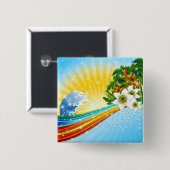 Badge Carré 5 Cm Vacances d'été exotiques (Devant & derrière)