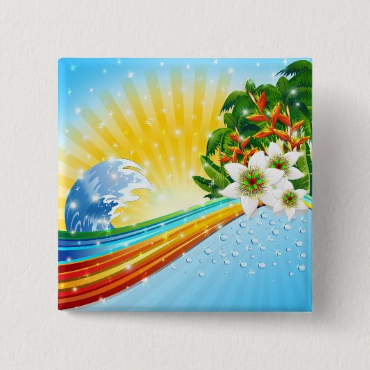 Badge Carré 5 Cm Vacances d'été exotiques (Devant)